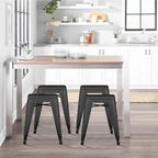 Tabouret de bar en métal noir et jaune sans dossier, empilable, lot de 4 – 45 cm