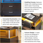 Commode 8 tiroirs avec lumières LED RGB et colonnes, noir/blanc, simple