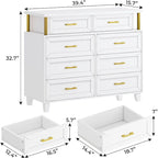 Commode 8 tiroirs avec lumières LED RGB et colonnes, noir/blanc, simple