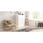 Commode de rangement 5 tiroirs à finition brillante avec éclairage LED – Blanc/Noir, 1 personne