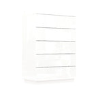 Commode de rangement 5 tiroirs à finition brillante avec éclairage LED – Blanc/Noir, 1 personne