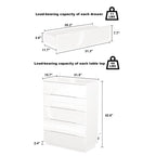 Commode de rangement 5 tiroirs à finition brillante avec éclairage LED – Blanc/Noir, 1 personne
