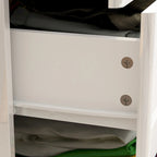 Commode de rangement 5 tiroirs à finition brillante avec éclairage LED – Blanc/Noir, 1 personne