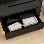 Commode de rangement 5 tiroirs à finition brillante avec éclairage LED – Blanc/Noir, 1 personne
