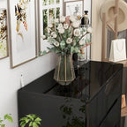 Commode de rangement 5 tiroirs à finition brillante avec éclairage LED – Blanc/Noir, 1 personne