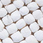 Table d'appoint cube en mosaïque de coquille de noix de coco blanche, unique