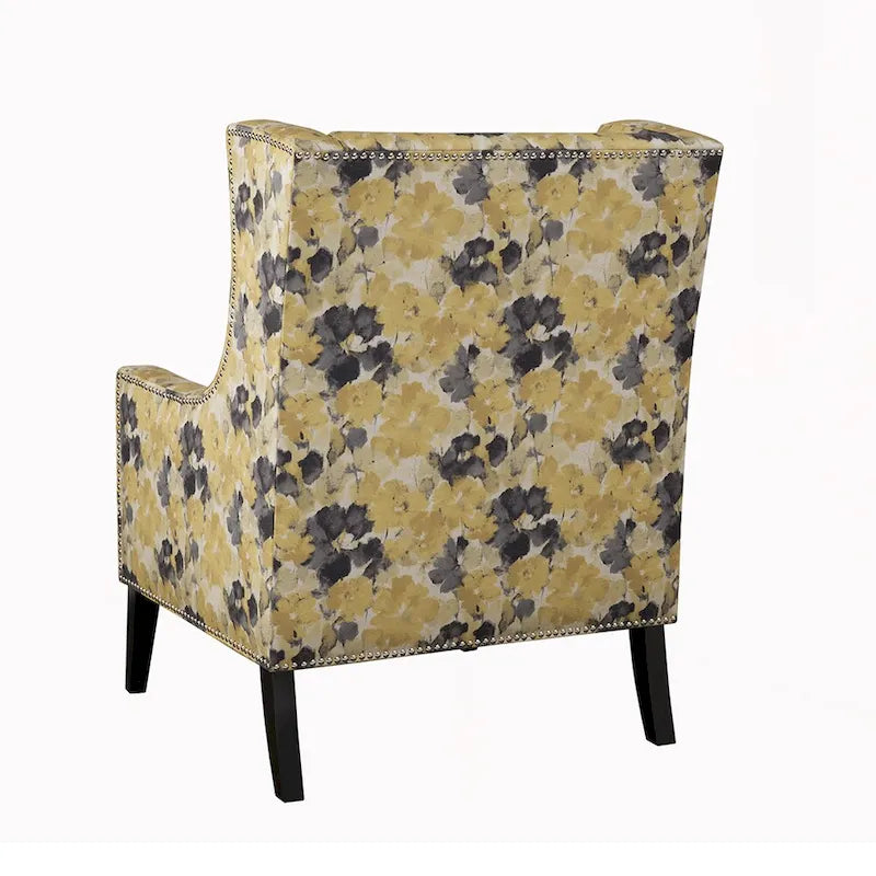 Fauteuil d'appoint à oreilles fleuri jaune, une place
