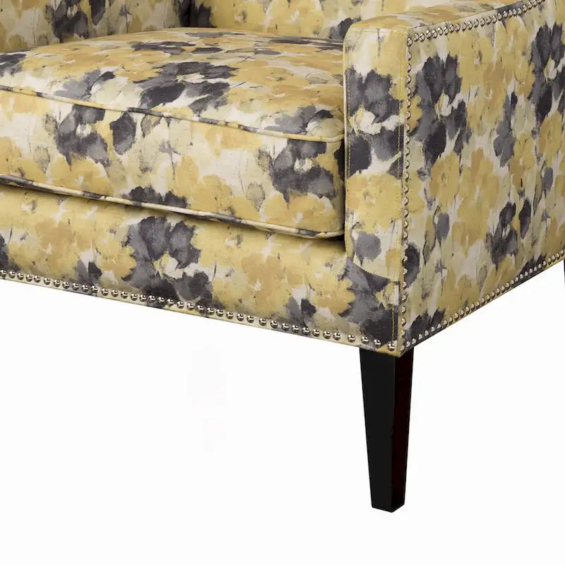 Fauteuil d'appoint à oreilles fleuri jaune, une place