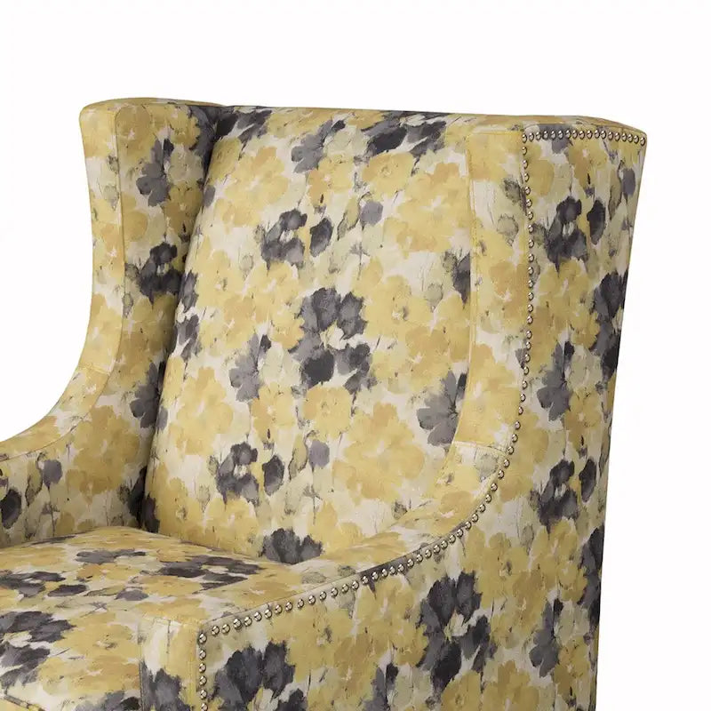 Fauteuil d'appoint à oreilles fleuri jaune, une place