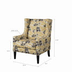 Fauteuil d'appoint à oreilles fleuri jaune, une place