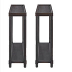 Tables d'appoint étroites en bois, espresso, ensemble de 2