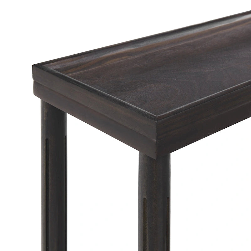 Tables d'appoint étroites en bois, espresso, ensemble de 2