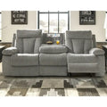 Canapé inclinable double gris avec table escamotable, 3 places