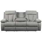 Canapé inclinable double gris avec table escamotable, 3 places