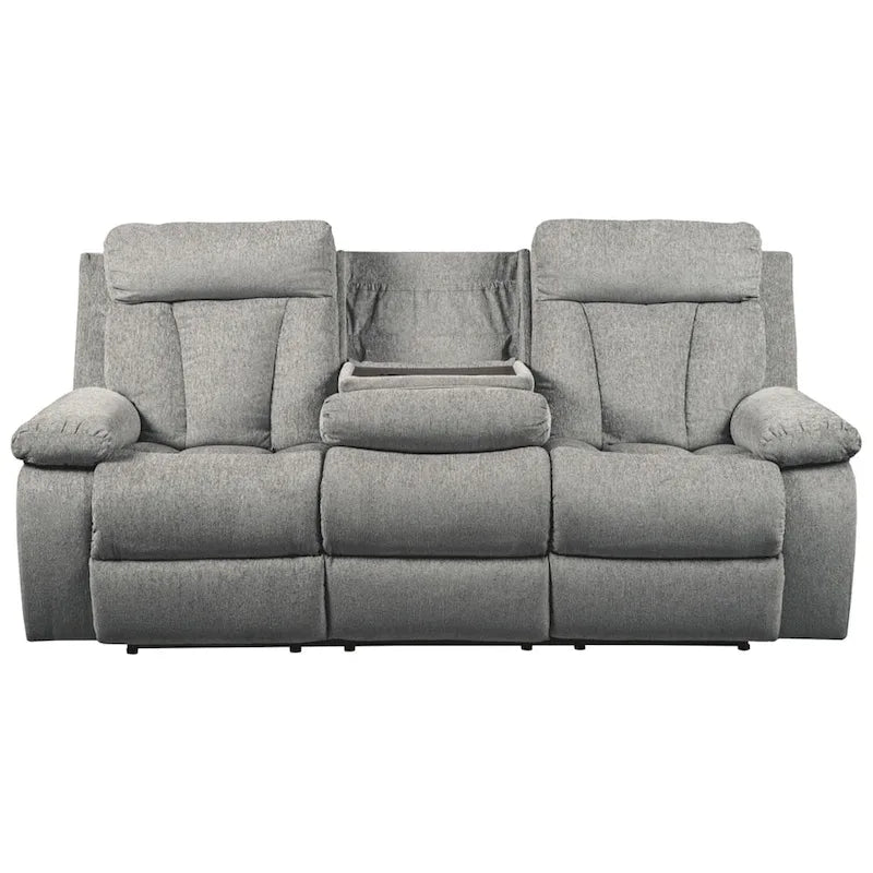 Canapé inclinable double gris avec table escamotable, 3 places