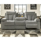 Canapé inclinable double gris avec table escamotable, 3 places