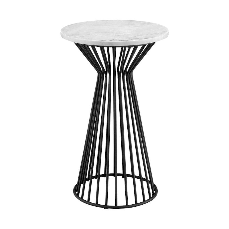 Table d'appoint piédestal à plateau en marbre noir et blanc, 1 pièce