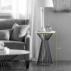 Table d'appoint piédestal à plateau en marbre noir et blanc, 1 pièce
