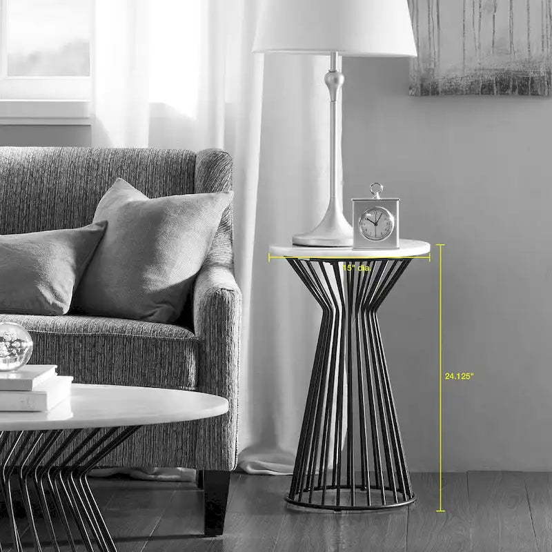 Table d'appoint piédestal à plateau en marbre noir et blanc, 1 pièce