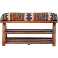Banc de rangement en bois garni de Kilim, Ivoire, Simple