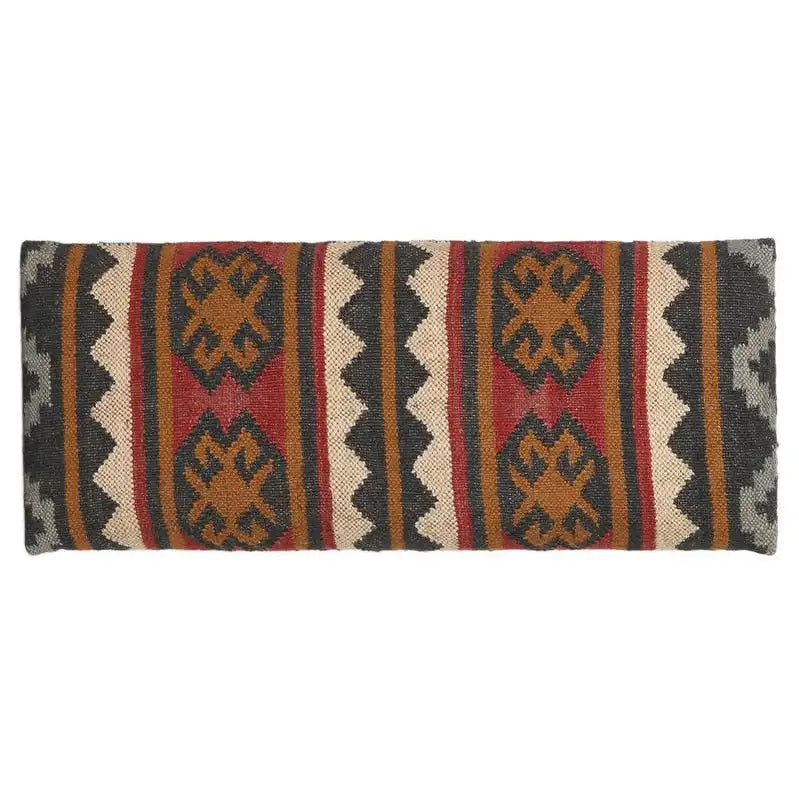 Banc de rangement en bois garni de Kilim, Ivoire, Simple