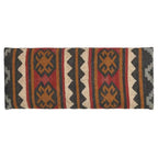 Banc de rangement en bois garni de Kilim, Ivoire, Simple