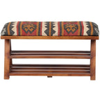 Banc de rangement en bois garni de Kilim, Ivoire, Simple