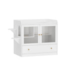 Meuble cache-litière pour chat avec placard de rangement, Chêne/Blanc, 1 chat