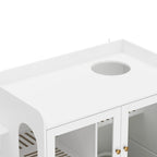 Meuble cache-litière pour chat avec placard de rangement, Chêne/Blanc, 1 chat