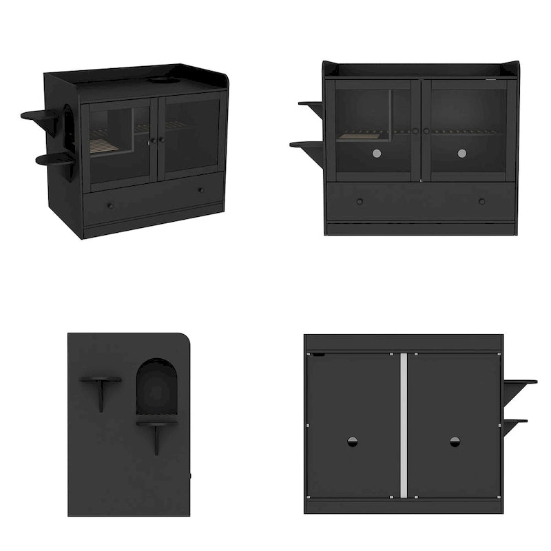 Meuble cache-litière pour chat avec placard de rangement, Chêne/Blanc, 1 chat