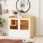 Meuble cache-litière pour chat avec placard de rangement, Chêne/Blanc, 1 chat