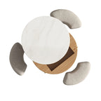 Table basse ronde relevable Blanc / Noir et blanc avec 3 poufs, 2 places