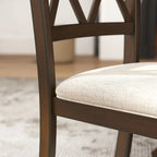 Chaises de salle à manger capitonnées avec dossier croisé en aspect lin, lot de 2 – Chêne / Noir