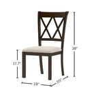 Chaises de salle à manger capitonnées avec dossier croisé en aspect lin, lot de 2 – Chêne / Noir