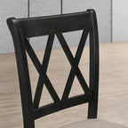 Chaises de salle à manger capitonnées avec dossier croisé en aspect lin, lot de 2 – Chêne / Noir