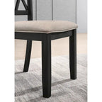 Chaises de salle à manger capitonnées avec dossier croisé en aspect lin, lot de 2 – Chêne / Noir