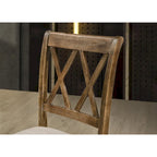 Chaises de salle à manger capitonnées avec dossier croisé en aspect lin, lot de 2 – Chêne / Noir
