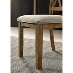 Chaises de salle à manger capitonnées avec dossier croisé en aspect lin, lot de 2 – Chêne / Noir