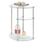 Console à 3 niveaux en verre trempé et chrome, assemblage par 1 personne