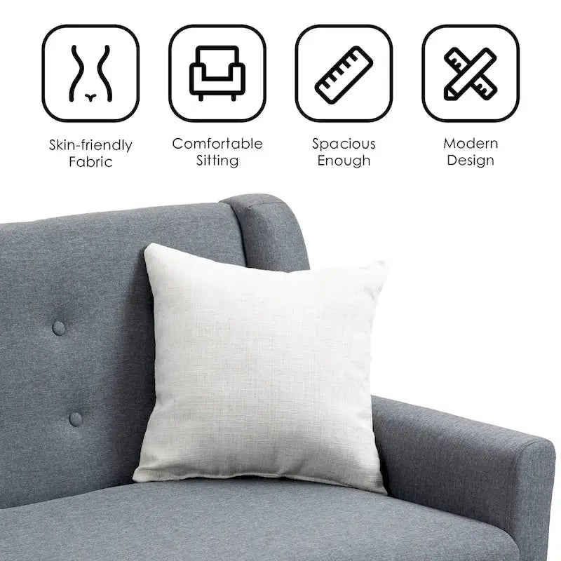 Causeuse capitonnée en lin gris / beige / jaune – 2 places