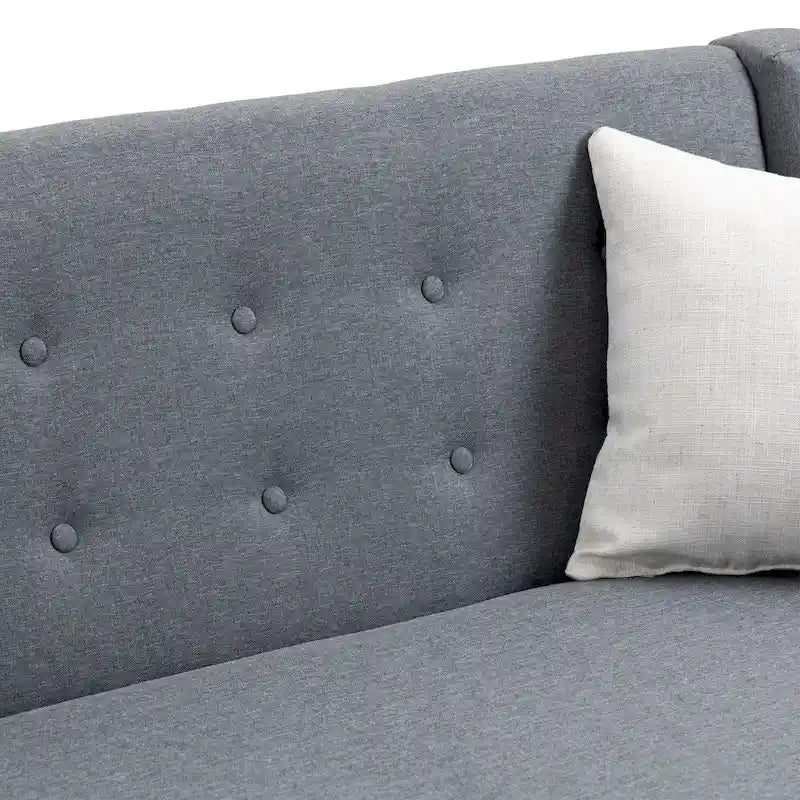 Causeuse capitonnée en lin gris / beige / jaune – 2 places