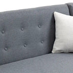 Causeuse capitonnée en lin gris / beige / jaune – 2 places