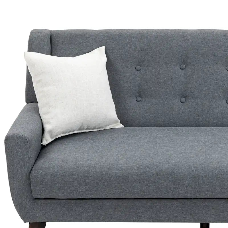 Causeuse capitonnée en lin gris / beige / jaune – 2 places