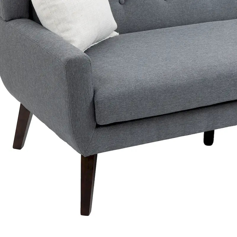 Causeuse capitonnée en lin gris / beige / jaune – 2 places