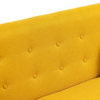 Causeuse capitonnée en lin gris / beige / jaune – 2 places