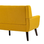 Causeuse capitonnée en lin gris / beige / jaune – 2 places
