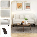 Causeuse capitonnée en lin gris / beige / jaune – 2 places
