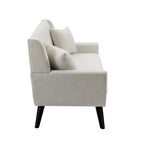 Causeuse capitonnée en lin gris / beige / jaune – 2 places