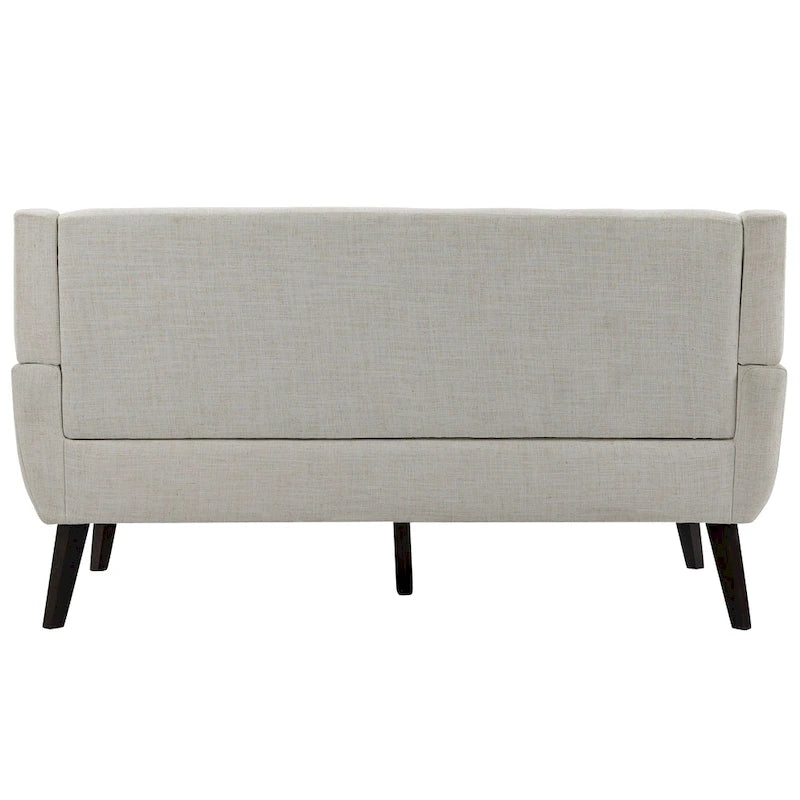 Causeuse capitonnée en lin gris / beige / jaune – 2 places
