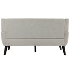 Causeuse capitonnée en lin gris / beige / jaune – 2 places